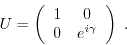 \begin{displaymath}U = \left(\begin{array}{cc}
1 & 0\\
0 & e^{i \gamma}
\end{array}\right)\; .\end{displaymath}